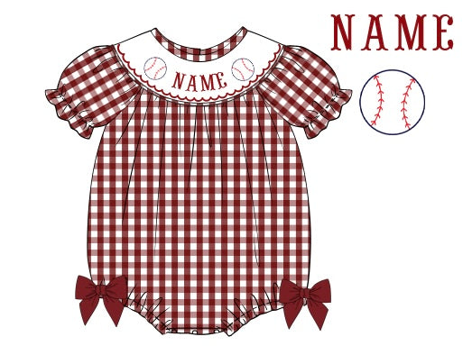 Pre-Order Maroon Custom Hand Smocked Game Day Bubble (Football & Baseball)
