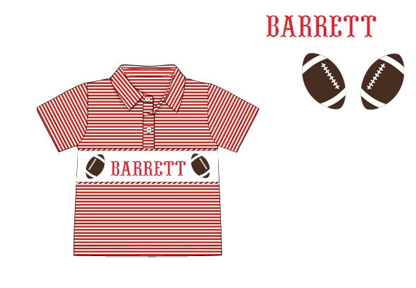 Pre-Order Red Custom Hand Smocked Game Day Polo (Football and Baseball)