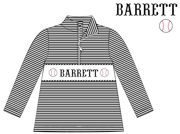 Pre-Order Black Hand Smocked Game Day Pullover (Football & Baseball)