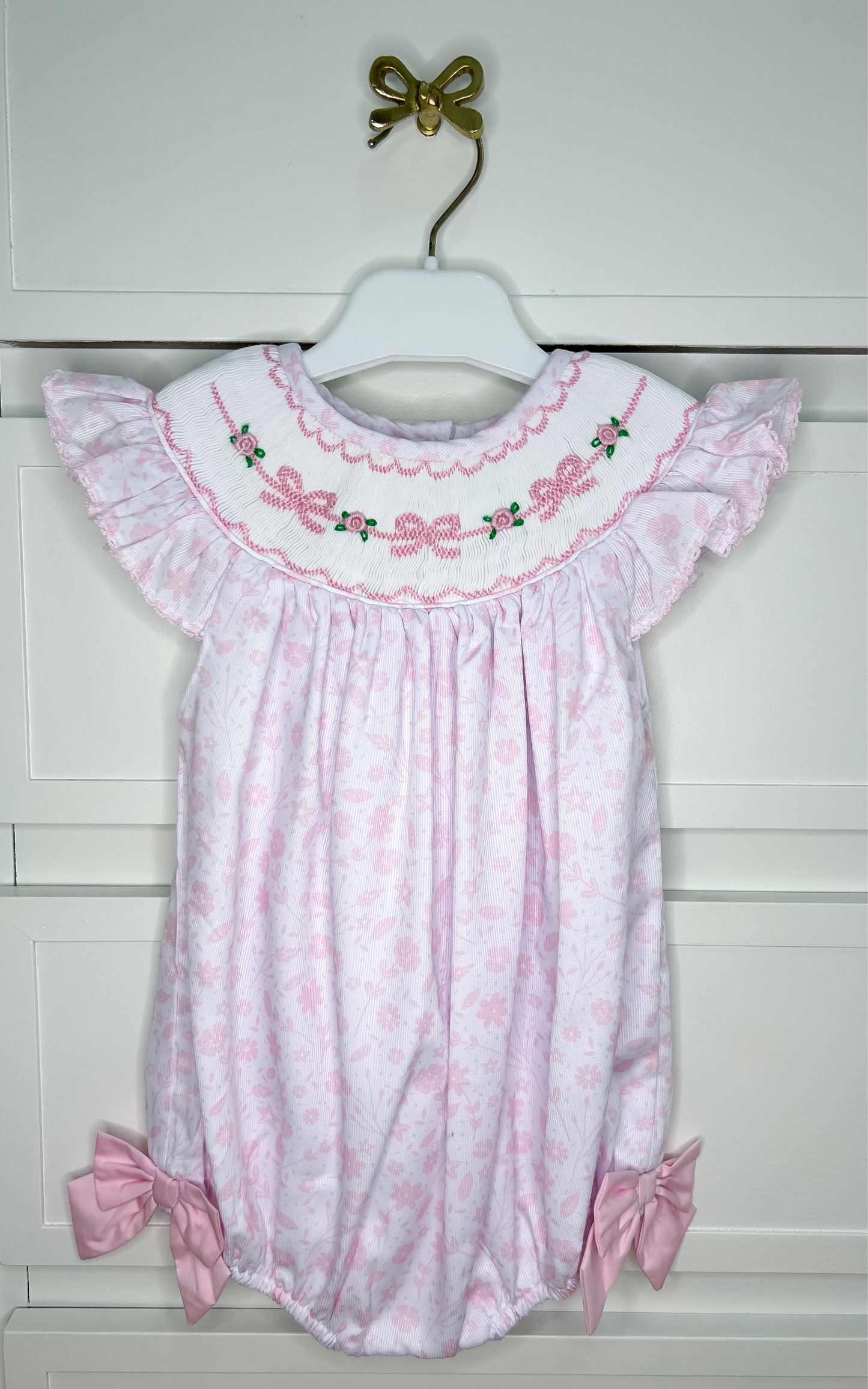 Hand Smocked Florals and Bows Bubble