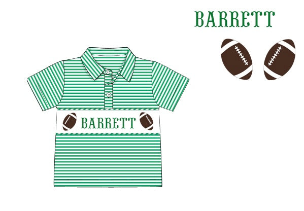 Pre-Order Green Custom Hand Smocked Game Day Polo (Football and Baseball)