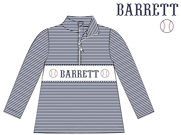 Pre-Order Navy Blue Custom Hand Smocked Pullover (Football & Baseball)