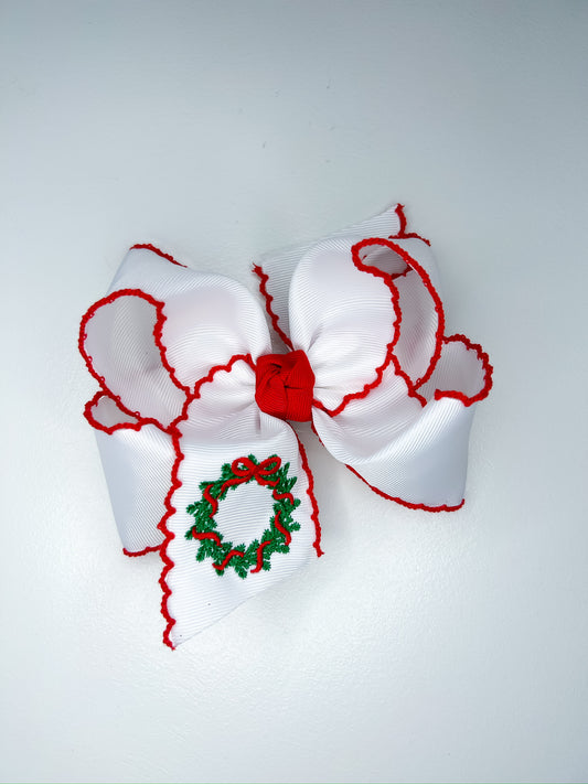 5.5” Red Crochet Edge Wreath Bow
