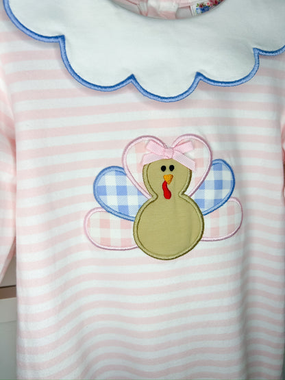 Gingham Appliqué Turkey Romper