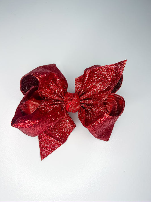 5.5” Glitter Metallic Red Bow