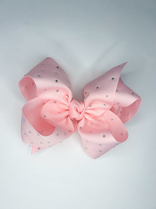 Light Pink Rhinestone Bow on Alligator Clip