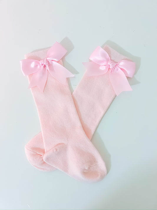 Knee High Pink Bow Socks