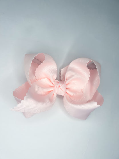 Scalloped Edge Bow (Pink, Light Pink, Blue, White, Red) 5.5”