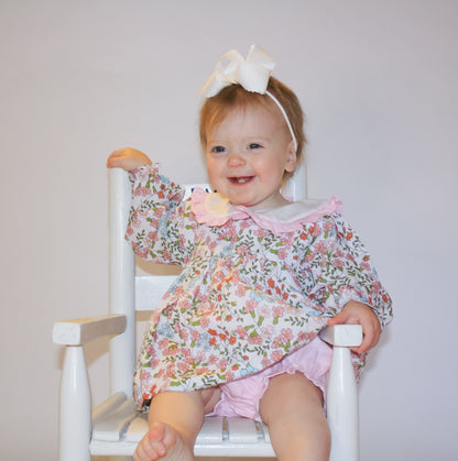 Pink Floral Collared Bloomer Set