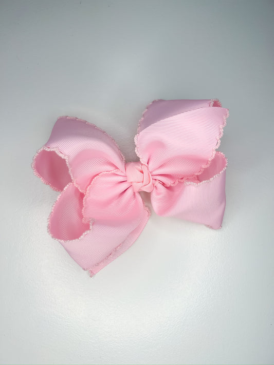 5.5” Crochet Edge Pink on Pink Bow