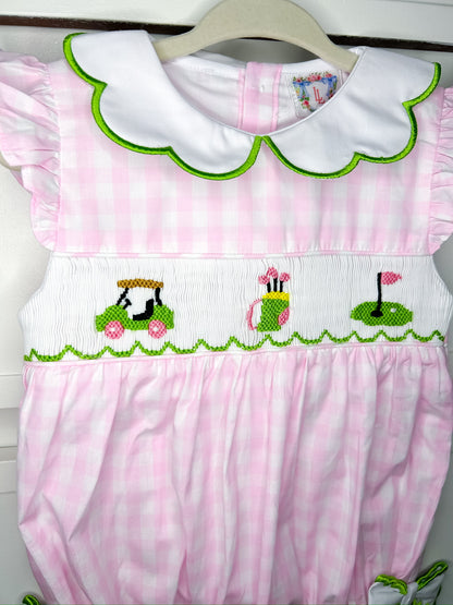 Hand Smocked Gingham Golf Bubble