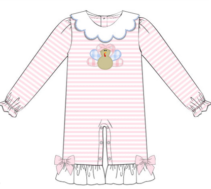 Gingham Appliqué Turkey Romper