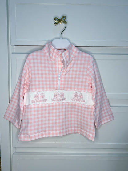 Gingham Hand Smocked Boot Pullover