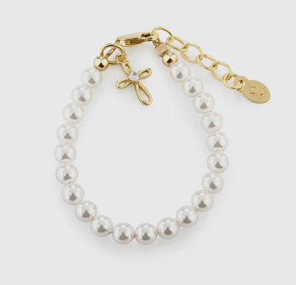 14K Gold-Plated Cross Pearls Jayde Bracelet