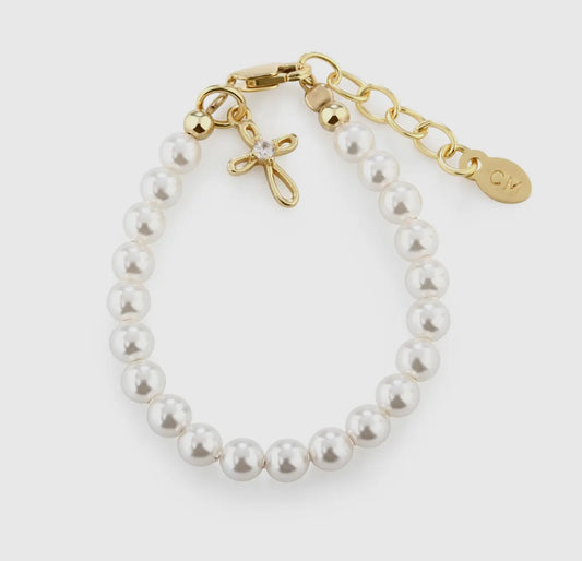 14K Gold-Plated Cross Pearls Jayde Bracelet