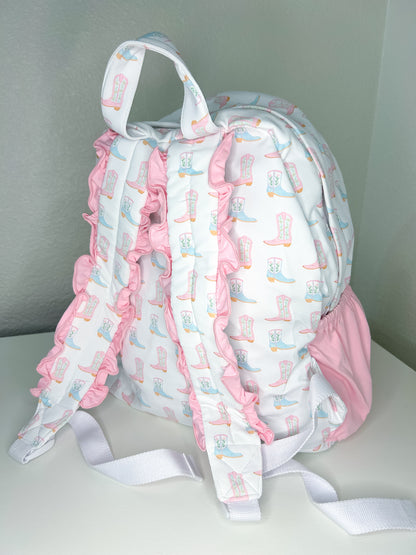 Boots & Bliss Pink Ruffle Hand Smocked Backpack