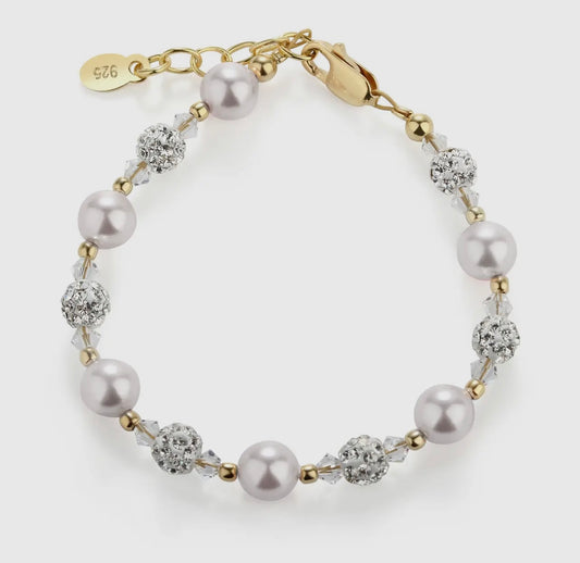 14K Gold-Plated Pearls and Crystals Charlotte Bracelet