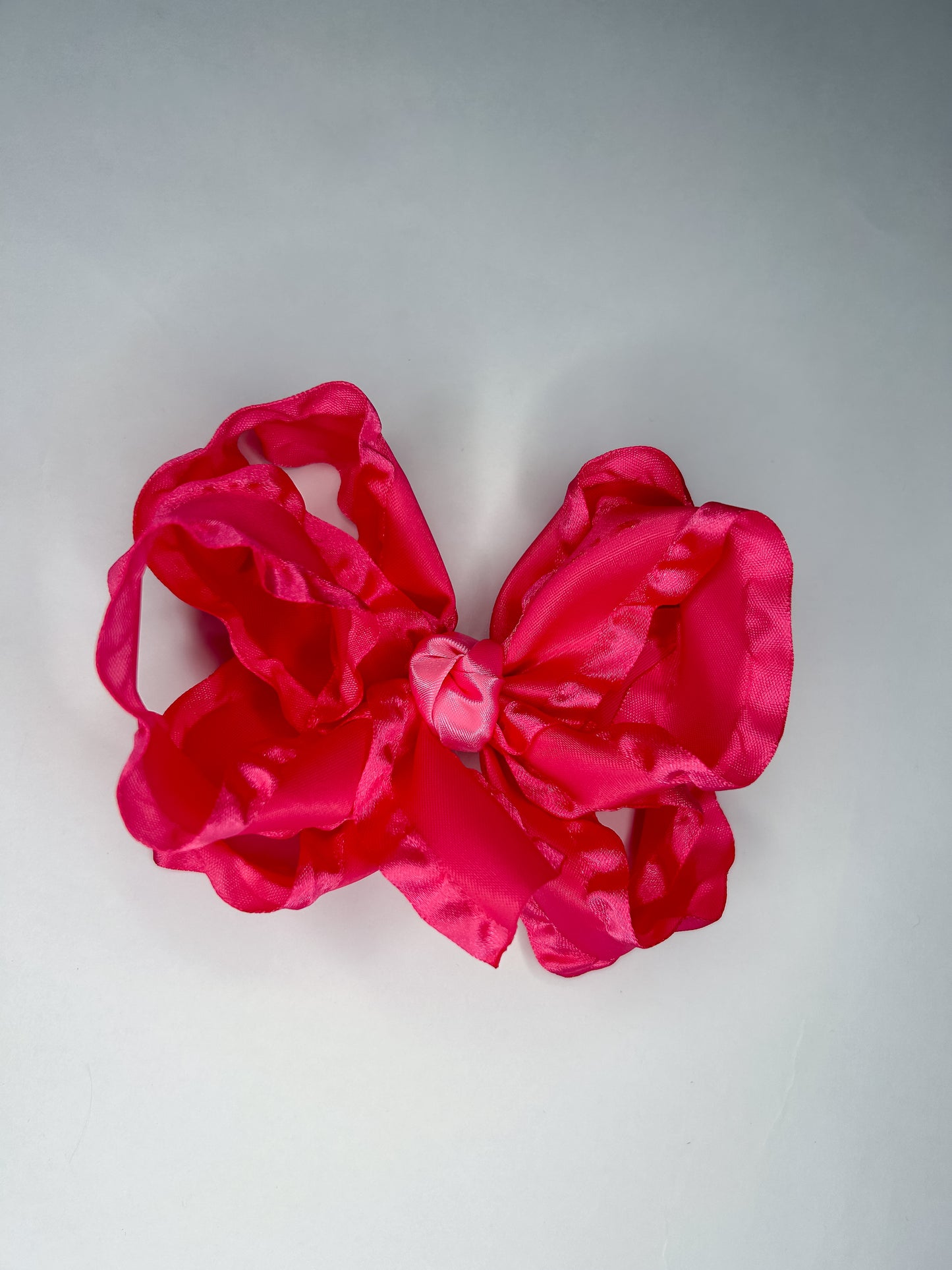 5.5” Hot Pink Double Ruffle Bow on Clip