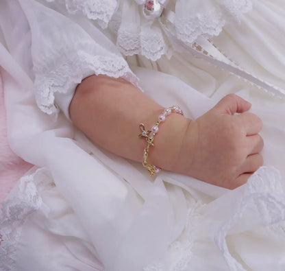 14K Gold-Plated Pink Pearl Cross Lauren Bracelet