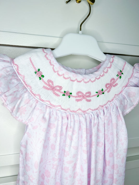 Hand Smocked Florals and Bows Bubble