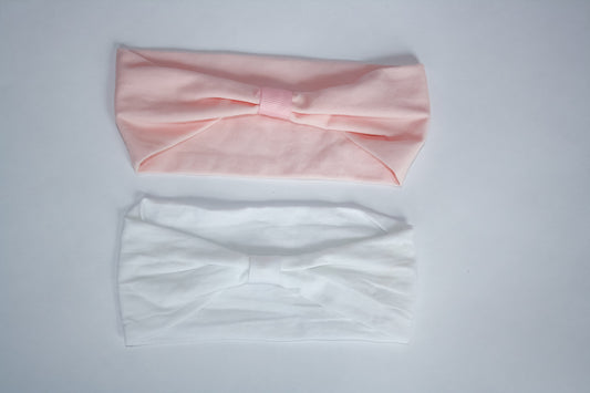 Wide Pantyhose Headband. Just add a Bow! (Light pink & White)