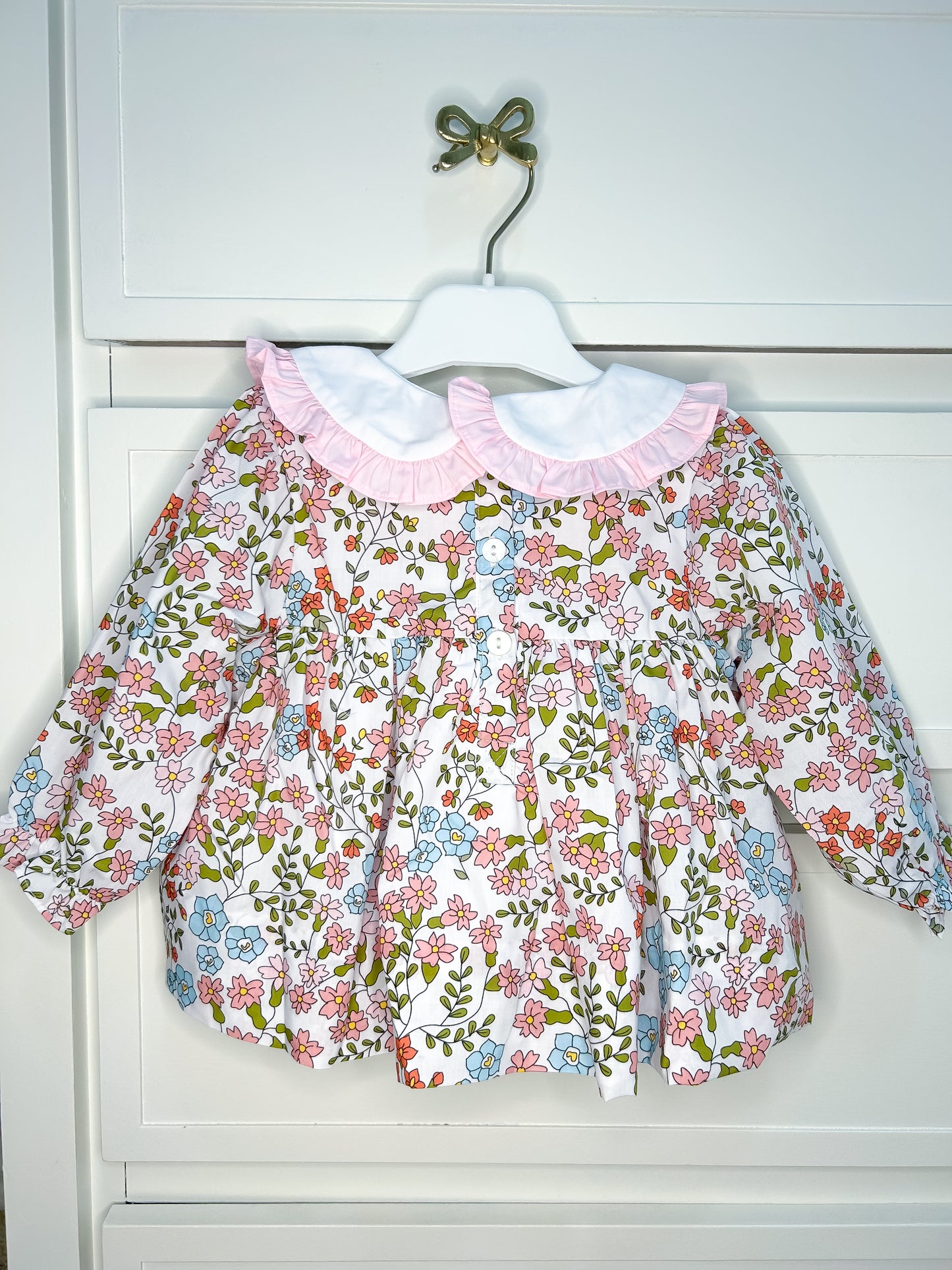 Pink Floral Collared Bloomer Set