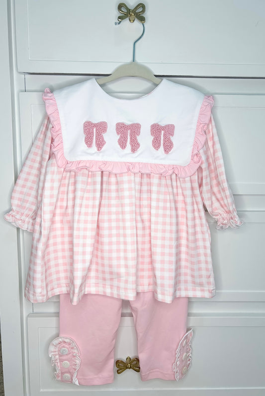 French Knot Bows Gingham Set