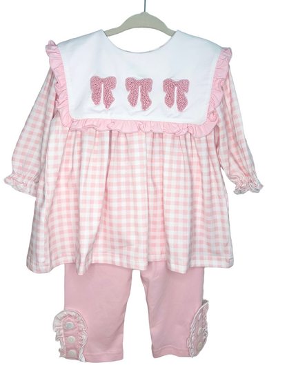 French Knot Bows Gingham Set