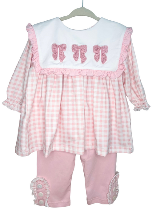 French Knot Bows Gingham Set