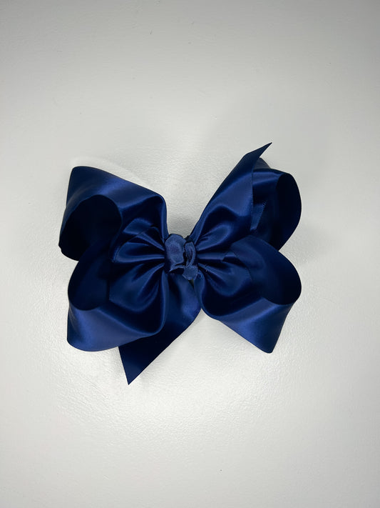 5.5” Navy Satin Bow on Clip