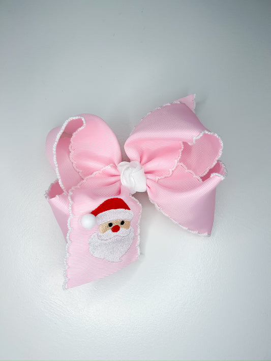 5.5” Pink Santa Bow on Clip
