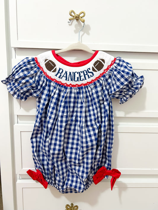 Hand Smocked Rangers Football Bubble (Size 18M)