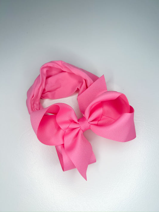 Hot Pink Grosgrain Bow on Wide Headband (4.5”, 3M+)