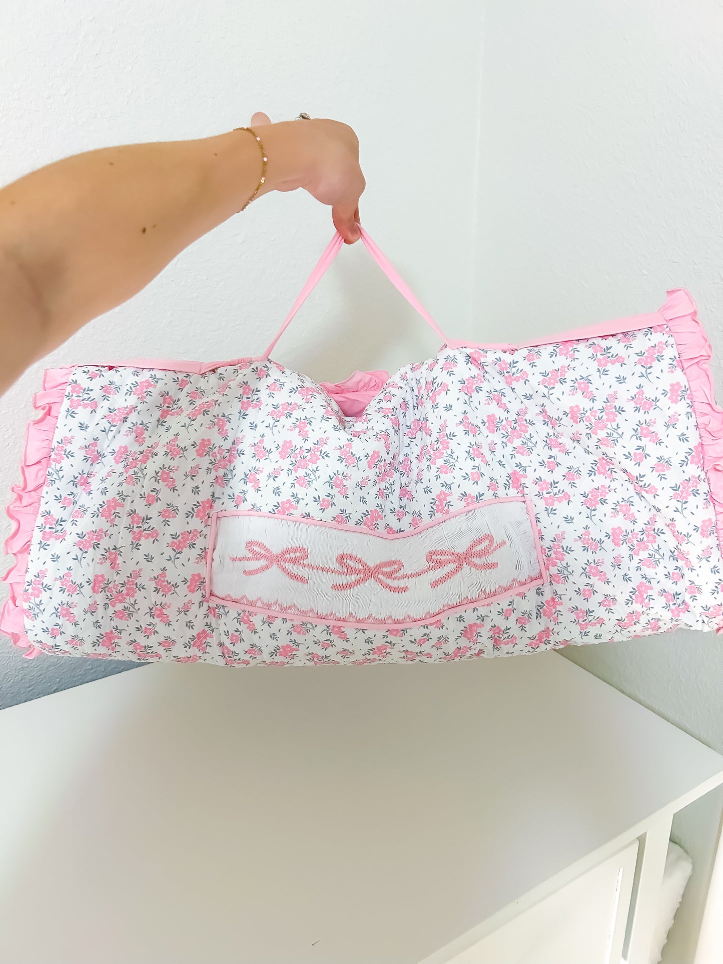 Bow & Floral Hand Smocked Nap Mat