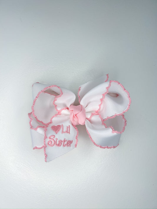 4.5” Crochet Edge Little Sister Bow on Clip