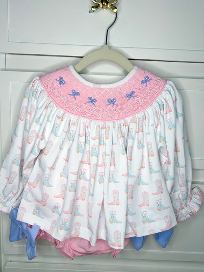 *Pre-Order* Hand Smocked Boots & Bliss Bloomer Set! (ETA December)