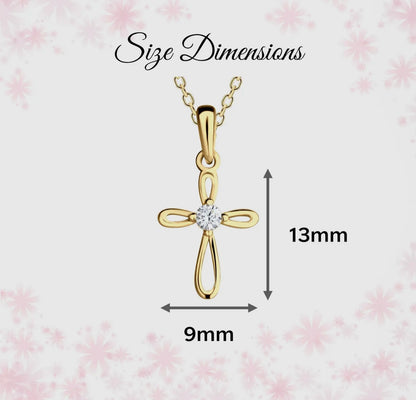 14K Gold-Plated Kids Cross Necklace (14 inch)
