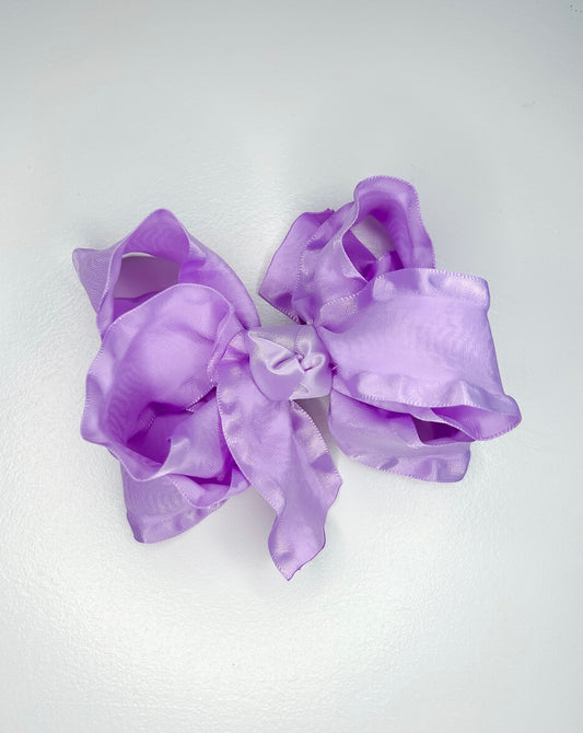 Double Ruffle Bow on Clip (Orchid) 5.5”