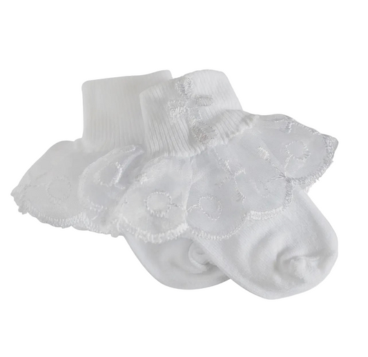 Baby Girl Cross Socks with Lace