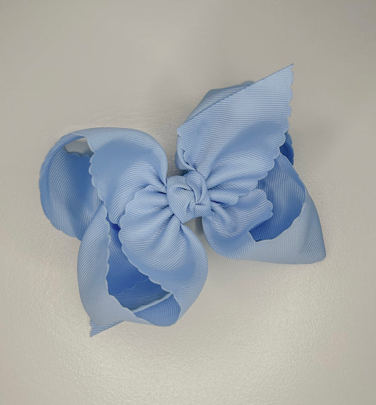 Scalloped Edge Bow (Light Blue) 5.5”