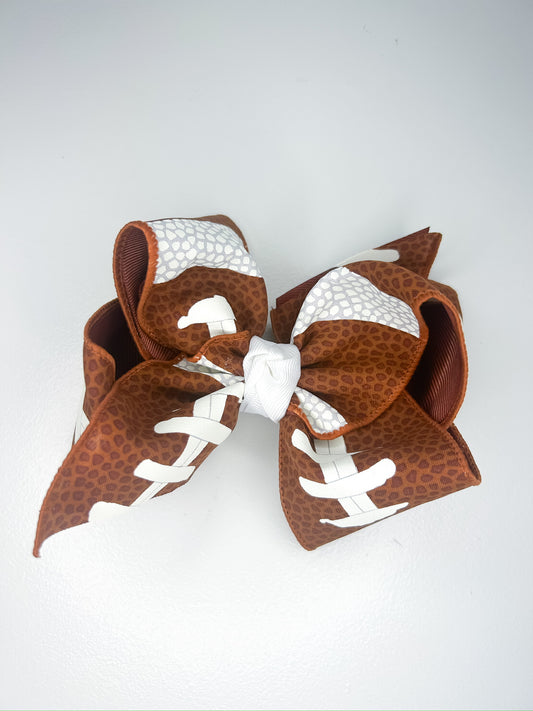 Layered Football Bows on Clip (5.5”)