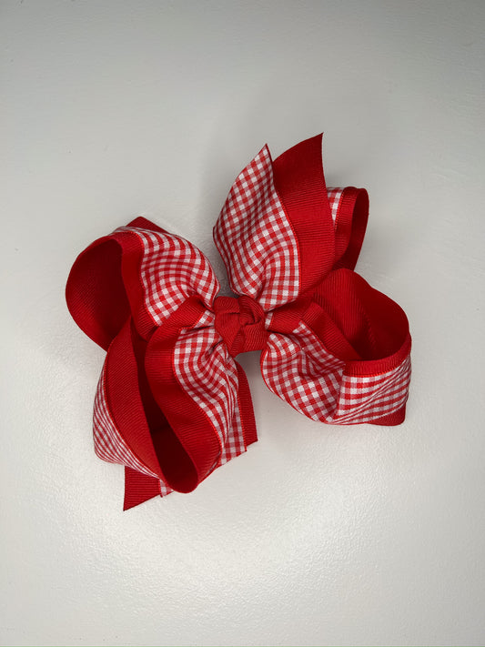 5.5” Layered Red Gingham Bow