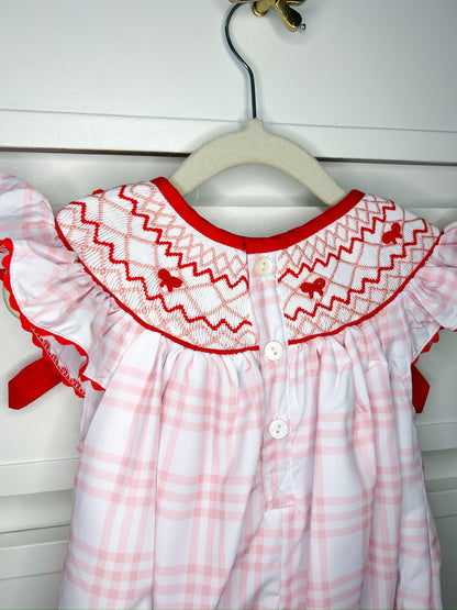 Pink & Red Hand Smocked Bow Bubble