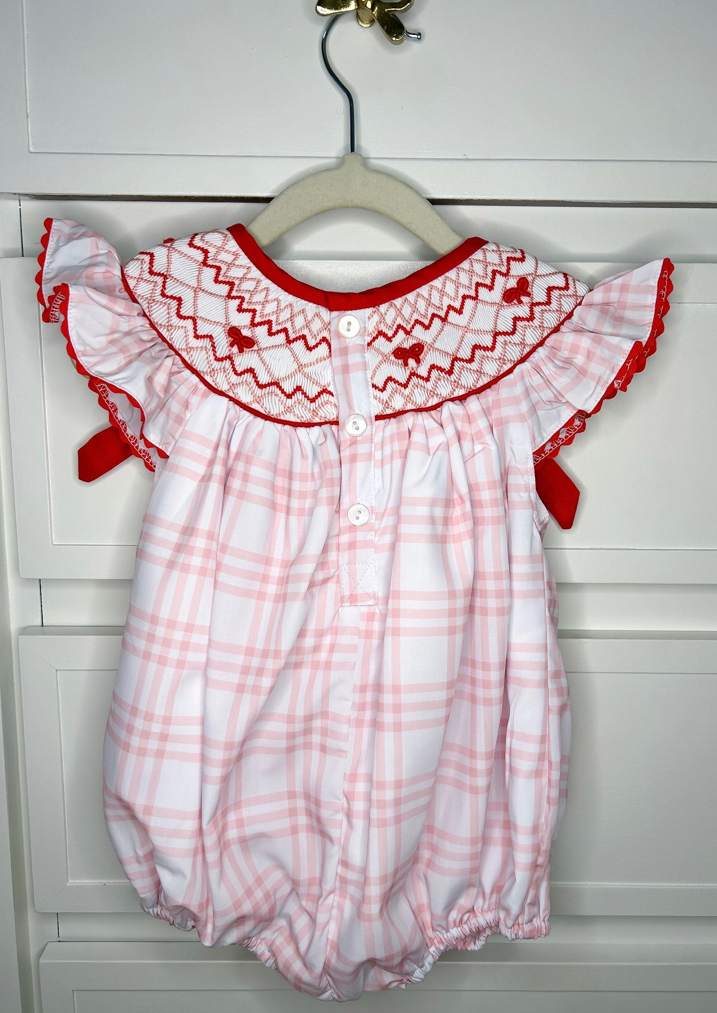 Pink & Red Hand Smocked Bow Bubble