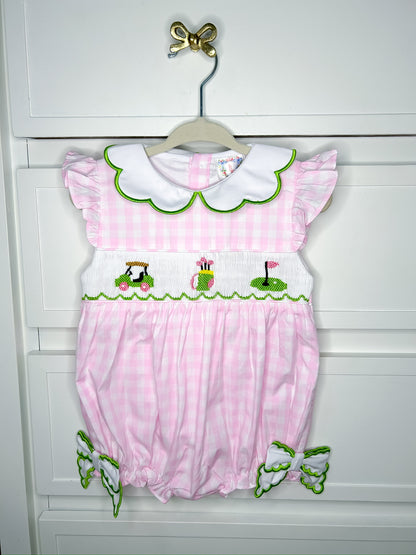 Hand Smocked Gingham Golf Bubble