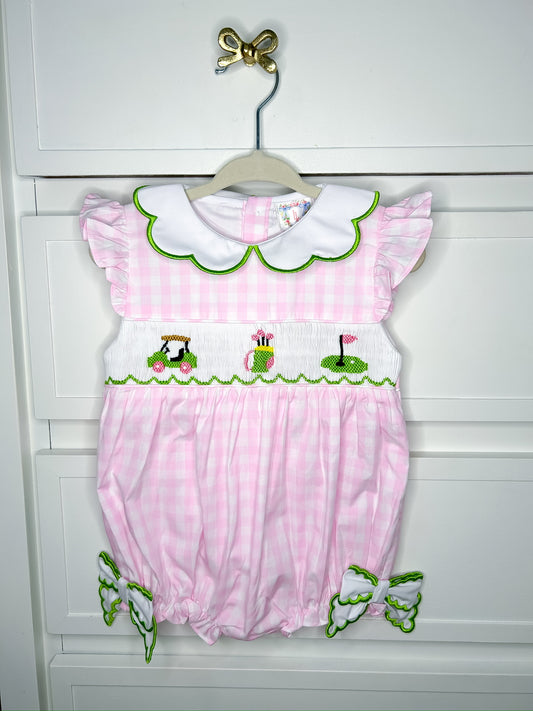 Hand Smocked Gingham Golf Bubble