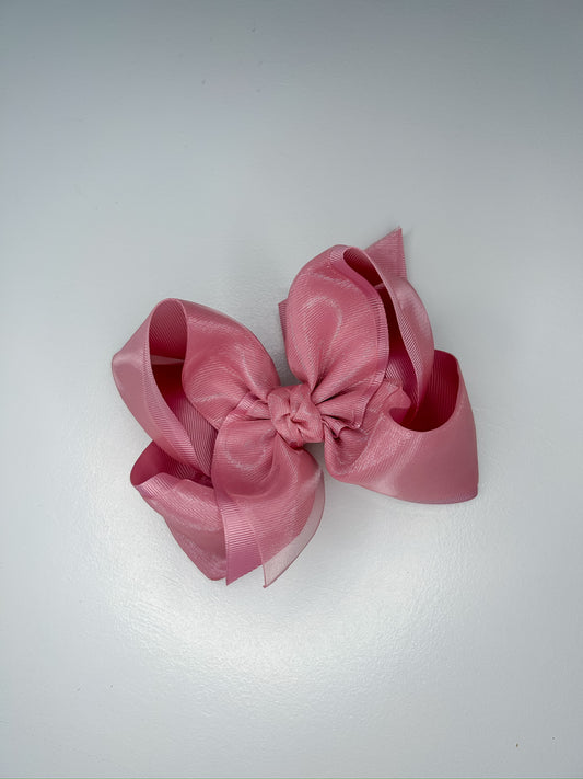 5.5” Mauve Layered Organza/Grosgrain Bow