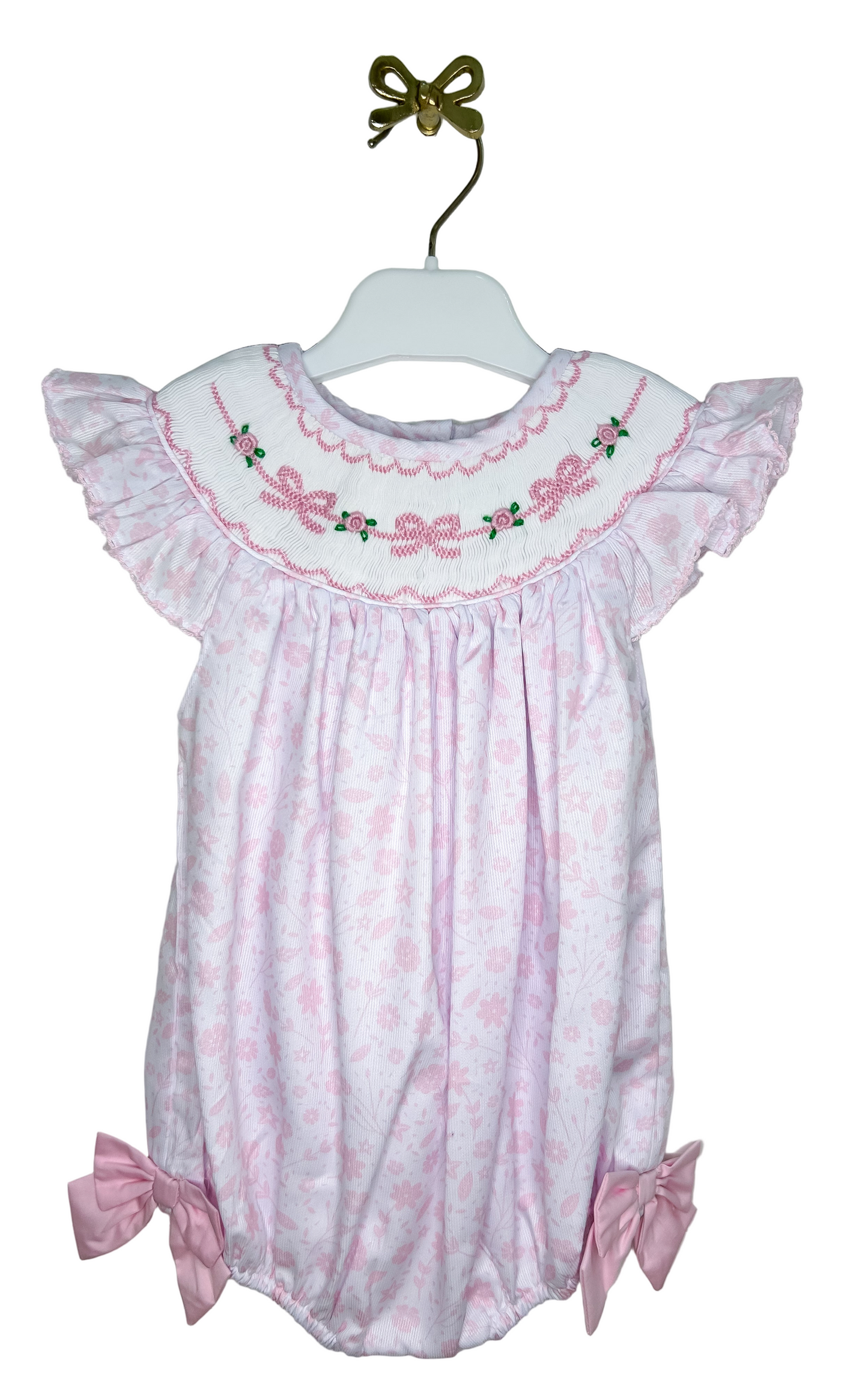 Hand Smocked Florals and Bows Bubble