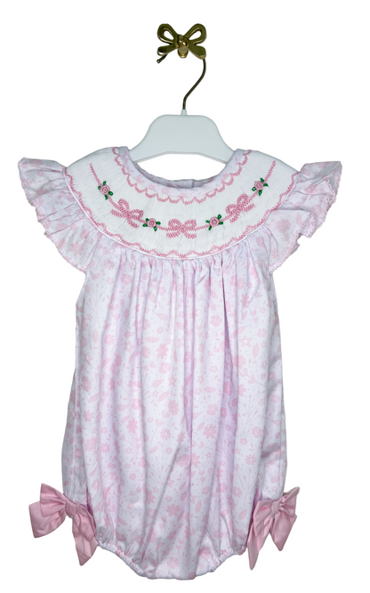 Hand Smocked Florals and Bows Bubble