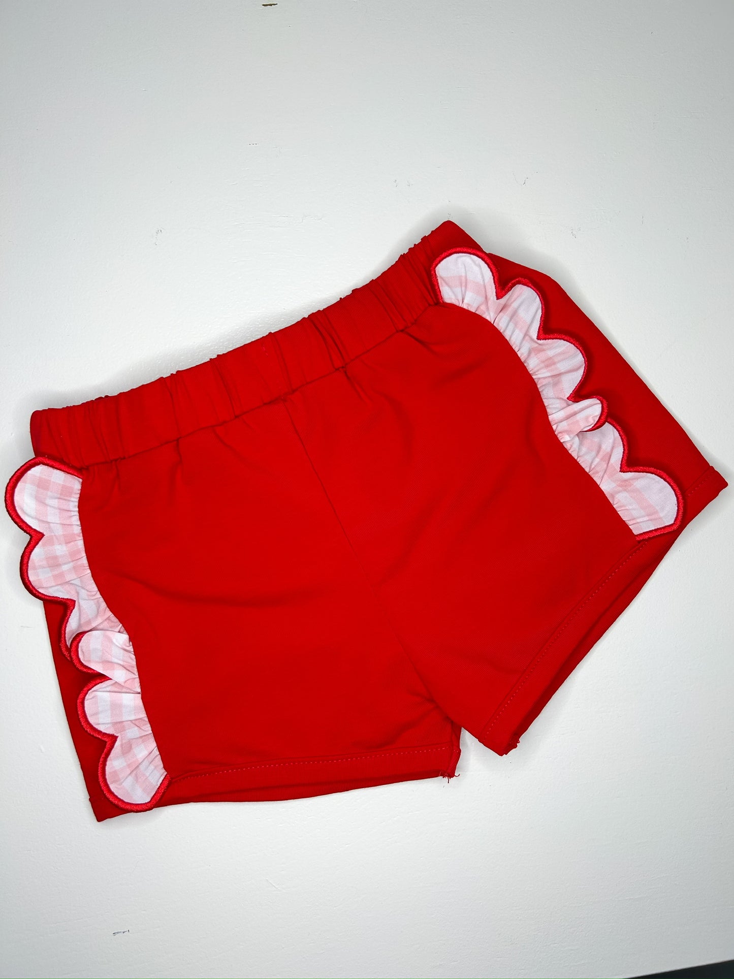 Pink & Red Hand Smocked Bow Short Set